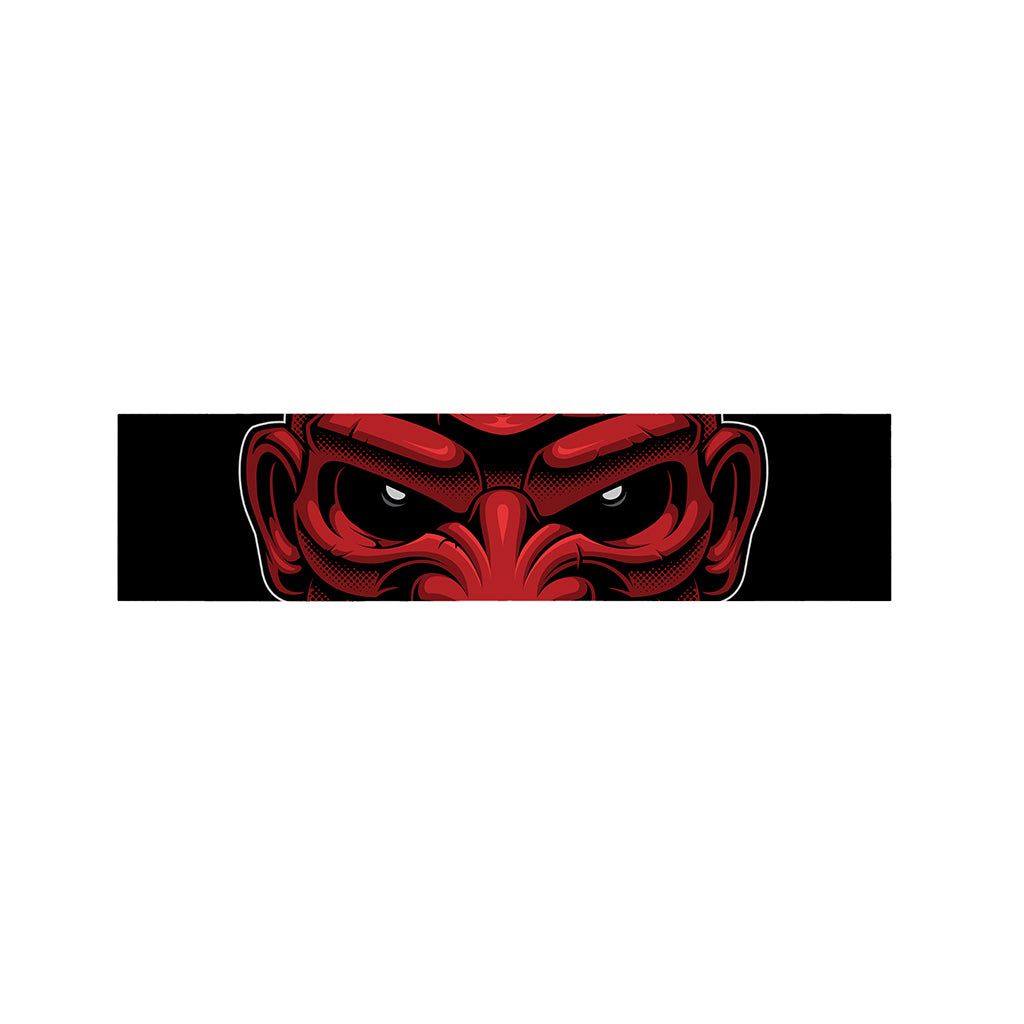 Red Japanese Demon Mask Print Bed Runner