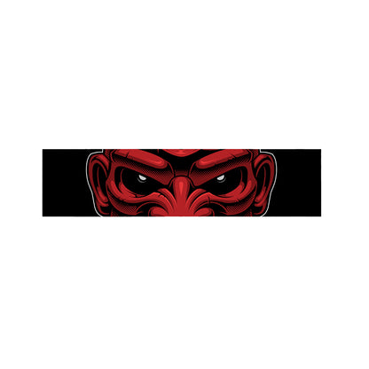 Red Japanese Demon Mask Print Bed Runner