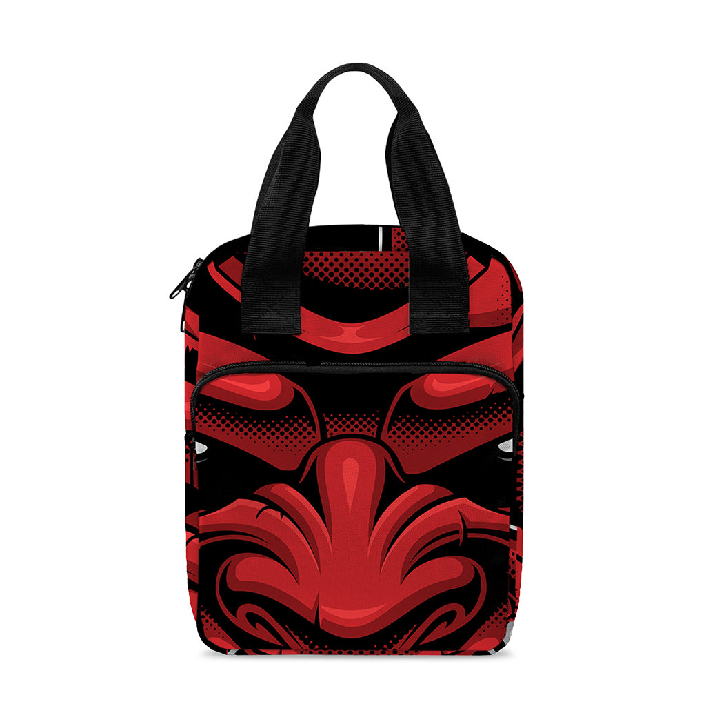 Red Japanese Demon Mask Print Bible Tote Bag