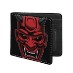 Red Japanese Demon Mask Print Bifold Wallet