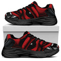 Red Japanese Demon Mask Print Black Chunky Shoes