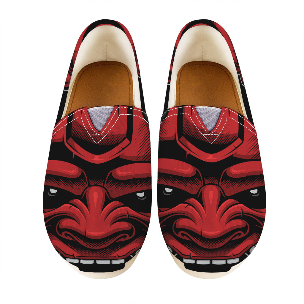 Red Japanese Demon Mask Print Casual Shoes
