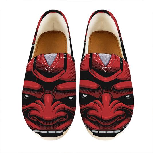 Red Japanese Demon Mask Print Casual Shoes