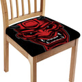 Red Japanese Demon Mask Print Chair Cushion Cover