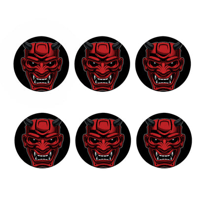 Red Japanese Demon Mask Print Coaster Set