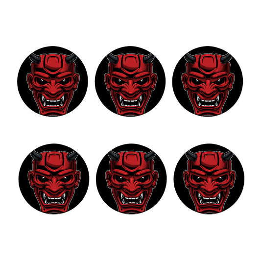 Red Japanese Demon Mask Print Coaster Set
