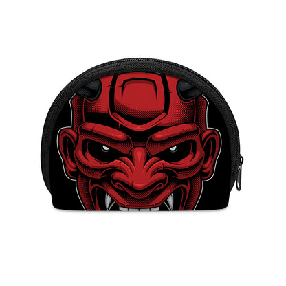 Red Japanese Demon Mask Print Coin Purse