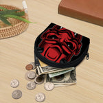 Red Japanese Demon Mask Print Coin Purse