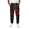 Red Japanese Demon Mask Print Cotton Sweatpants