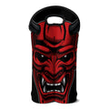 Red Japanese Demon Mask Print Double Neoprene Wine Tote