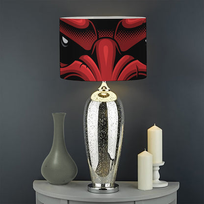 Red Japanese Demon Mask Print Drum Lamp Shade