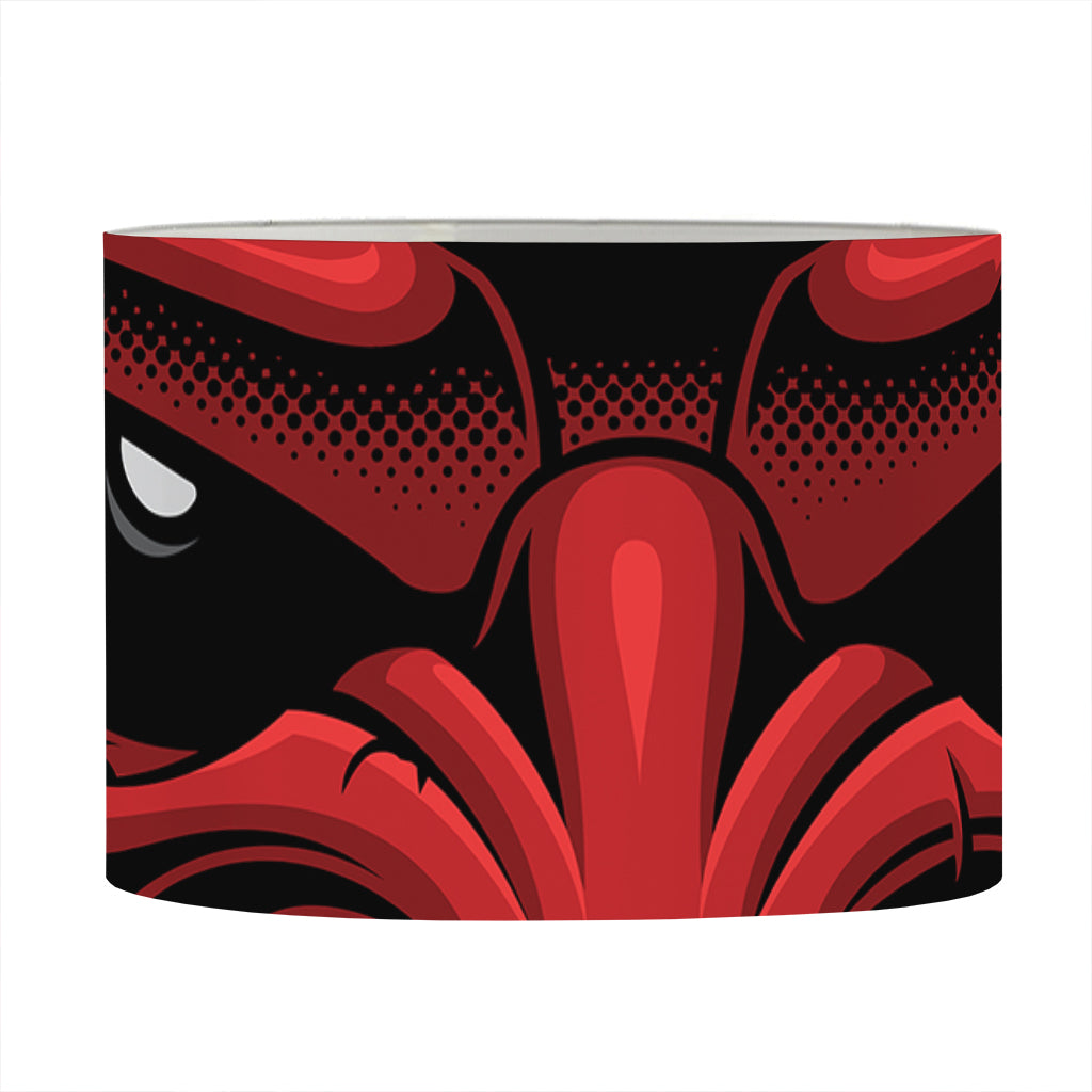 Red Japanese Demon Mask Print Drum Lamp Shade