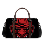 Red Japanese Demon Mask Print Duffle Bag