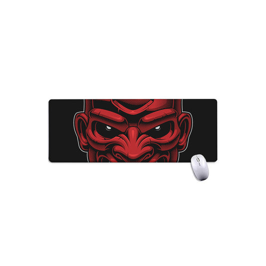 Red Japanese Demon Mask Print Extended Mouse Pad