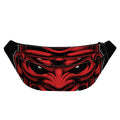 Red Japanese Demon Mask Print Fanny Pack