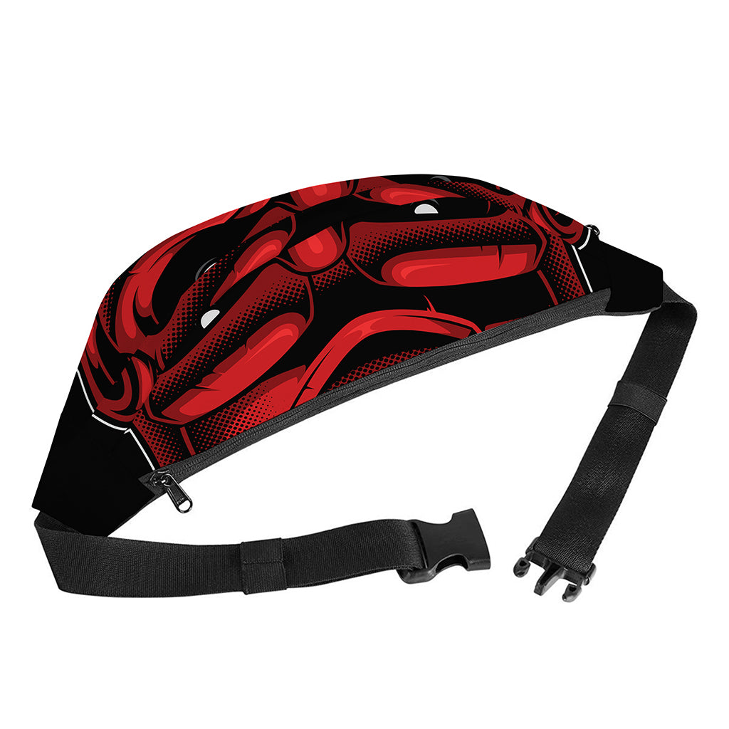 Red Japanese Demon Mask Print Fanny Pack