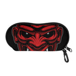 Red Japanese Demon Mask Print Glasses Case
