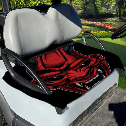 Red Japanese Demon Mask Print Golf Cart Seat Cover
