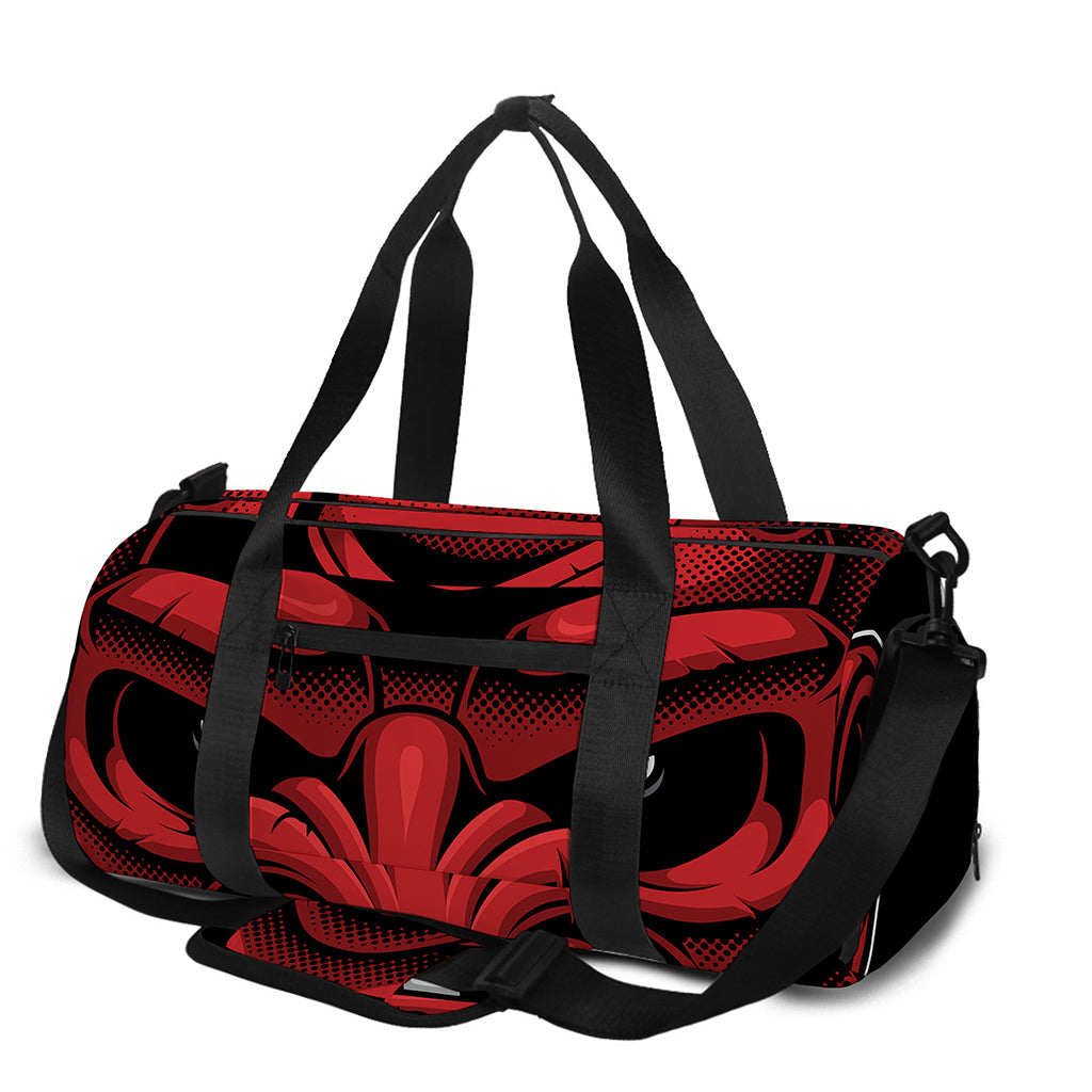 Red Japanese Demon Mask Print Gym Bag