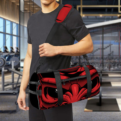 Red Japanese Demon Mask Print Gym Bag