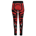 Red Japanese Demon Mask Print High-Waisted Pocket Leggings