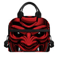 Red Japanese Demon Mask Print Insulated Lunch Bag
