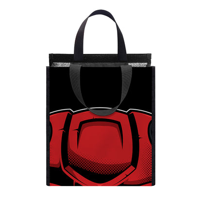 Red Japanese Demon Mask Print Insulated Lunch Tote