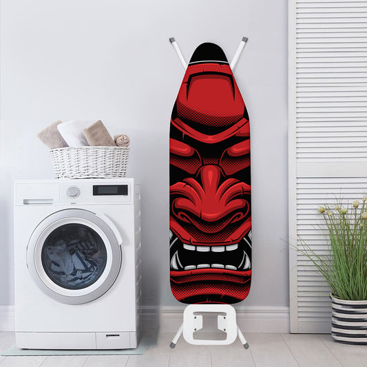 Red Japanese Demon Mask Print Ironing Board Cover