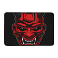 Red Japanese Demon Mask Print Kitchen Mat