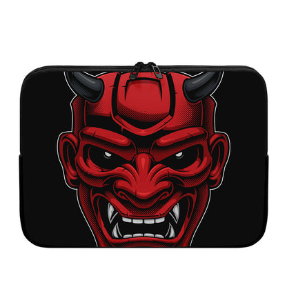 Red Japanese Demon Mask Print Laptop Sleeve