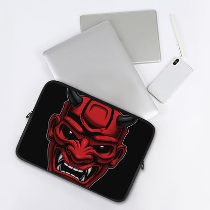 Red Japanese Demon Mask Print Laptop Sleeve