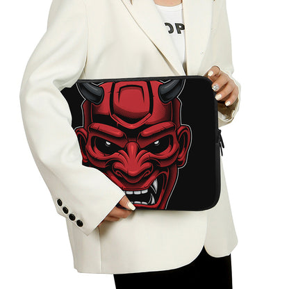 Red Japanese Demon Mask Print Laptop Sleeve