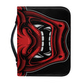Red Japanese Demon Mask Print Leather Bible Cover