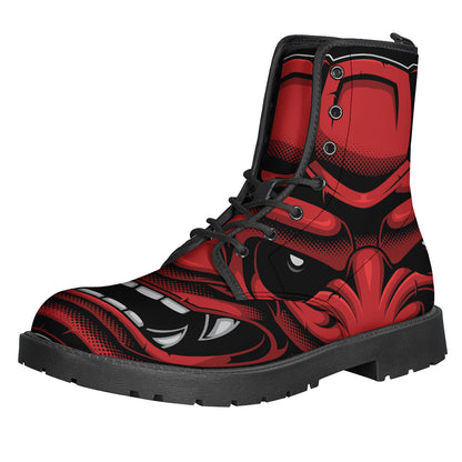 Red Japanese Demon Mask Print Backpack