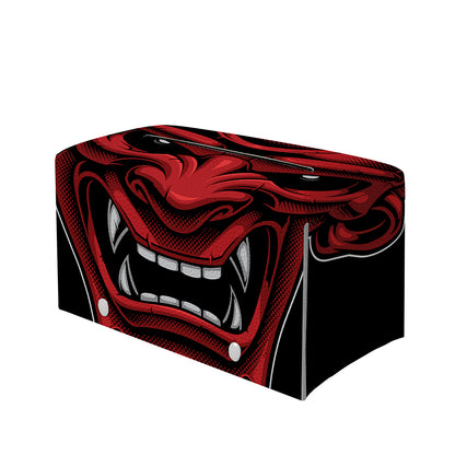 Red Japanese Demon Mask Print Leather Tissue Box Cover