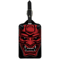 Red Japanese Demon Mask Print Luggage Tag