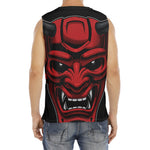 Red Japanese Demon Mask Print Men's Fitness Tank Top