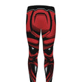 Red Japanese Demon Mask Print Men's Leggings
