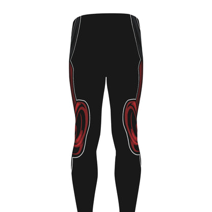 Red Japanese Demon Mask Print Men's leggings