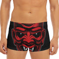 Red Japanese Demon Mask Print Men's Short Boxer Briefs