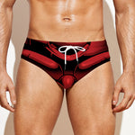 Red Japanese Demon Mask Print Men's Swim Briefs