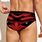 Red Japanese Demon Mask Print Men's Swim Briefs