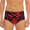 Red Japanese Demon Mask Print Men's Triangle Swim Briefs