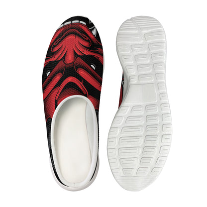 Red Japanese Demon Mask Print Mesh Casual Shoes