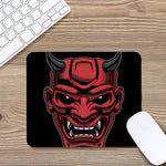 Red Japanese Demon Mask Print Mouse Pad