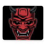 Red Japanese Demon Mask Print Mouse Pad