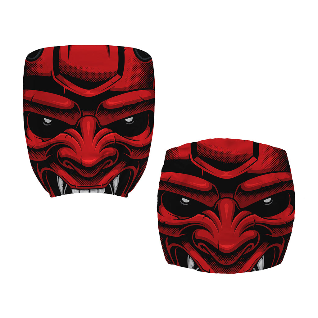 Red Japanese Demon Mask Print Office Chair Cover