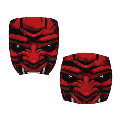 Red Japanese Demon Mask Print Office Chair Cover