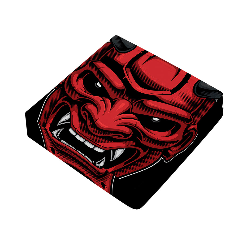 Red Japanese Demon Mask Print Outdoor Seat Cushion Cover