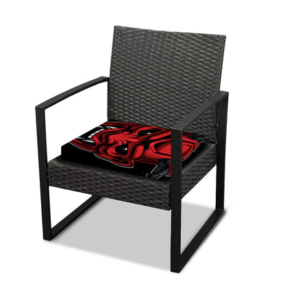 Red Japanese Demon Mask Print Outdoor Seat Cushion Cover